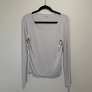 Abercrombie & Fitch Women's Cream Long Sleeve Top